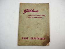 Güldner Hydraulischer Kraftheber für AZK ADN ADA ABN Bedienungsanleitung 1954