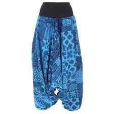 Sommerliche Aladinhose Patchwork Pluderhose, Hippie Hose - türkisblau