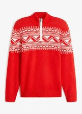 Norweger-Troyer Pullover Gr. 64/66 rot/wollweiß Herrenpulli Strick-Pulli Neu*