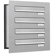 4er Premium V2A Edelstahl Mauer Durchwurf Briefkasten Anlage 4 Fach Postkasten