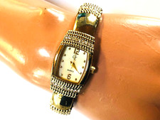 Vintage GC Damenuhr Spangenuhr Armreif Quarz gelbgold Strass Armreif