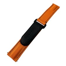 Velcro Uhrenarmband  Strap 20 mm   orange Nylon / Leder 0637