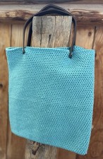 Handtasche, Henkeltasche Hellblau Türkis, Häkeln/Unikat