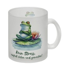 Frosch auf Seerose Glas Tasse