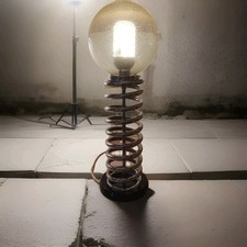 Leuchte Echte verchromte Autofeder 58cm Einzelstück 80er Jahre mit Glasschirm