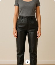 Damen Leder Hose Lederhose Echtleder Nappa schwarz Gr.38