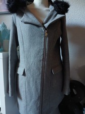 Mantel grau RESERVED Kapuze Gr.38 Kunstfell + Skinny Hose Reißverschlüsse
