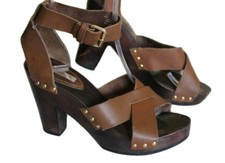 ⭐️ Braune Mango Plateau-Sandalen, Gr. 41, echtes Leder mit Holzsohle - NEU! ⭐️