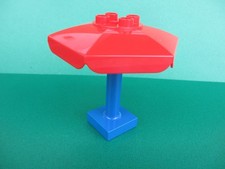 Lego Duplo Sonnenschirm rot blau Haus Garten Spielplatz Eiscafe Markt (100822K)