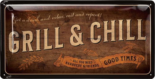 Retro blechschild grillen - retro,