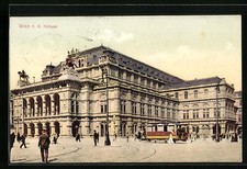 Wien, K. K. Hofoper mit Strassenbahn, Ansichtskarte 1943 