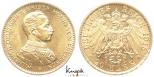 Preußen, Wilhelm II., 20 Mark 1915 A, Uniform, Jaeger 253, 7,93g., GOLD, vz-Stgl
