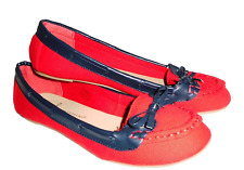 MARITIME MOKASSINS IN ROT BLAU AUS SEGELTUCH-STOFF