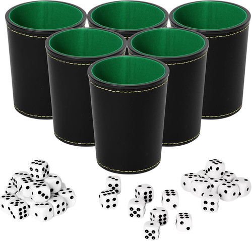 Würfelbecher set leder - 6,