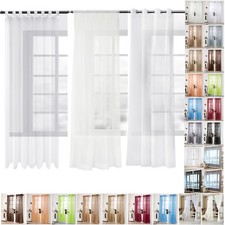 WOLTU Gardinen Transparent Vorhang mit Ösen Kräuselband Schlaufen Fensterschal