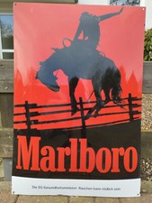Marlboro Emaille Werbeschild mit Cowboy 80x55cm Hochformat