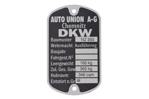 Typenschild für dkw 350 - für,