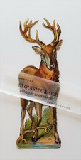 um 1900 Hirsch Rotwild Waldtier Glanzbild Prägedruck Luxuspapier alt Ephemera