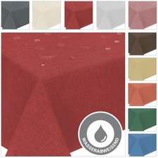 TISCHDECKE BÜGELFREI  LEINENOPTIK WASSERABWEISEND ECKIG RUND OVAL PFLEGELEICHT