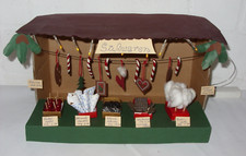 Miniatur Weihnachtsmarkt Puppenstube Liebesäpfel Zuckerwatte Mandeln mit Licht