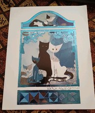 Rosina Wachtmeister Kunstdruck Klapp-Karte Katzen mit Unterschrift 30x24 cm