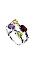 925 Sterling Silber Ring Oval Amethyst 7x5mm Citrin Peridot Edelstein Schmuck