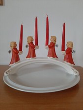 Goebel Engelsbrücke Weihnacht, Bogen mit 4 Engeln + Kerzen + Teller 32cm Durchm.