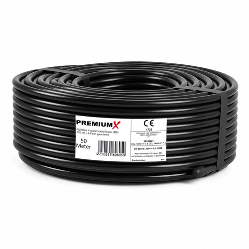 50m koaxialkabel schwarz - koaxialkabel, 135db