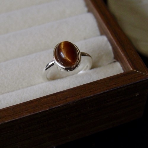 Cat eye ring braun - ring, silber
