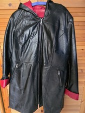 Leder Kurzmantel mit Kaputze