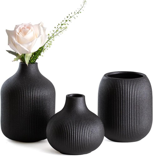 Keramikvasen set tlg schwarz - keramikvasen-set,