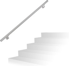 Relaxdays Handlauf – 201er Edelstahl, matt, 150 cm, Ø 38 mm