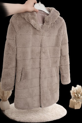 Damen jacke felloptik - felloptik, beige