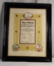 A16/ gemalte Ehren Urkunde + schwarzer Schellack Rahmen bei Abhlg - Biberach /H4