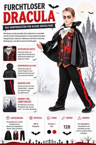 Dracula kinderkostüm vampir - dracula,