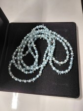 Muschelnkern Kette mit echten  Aquamarin aus 925 St.Silber.