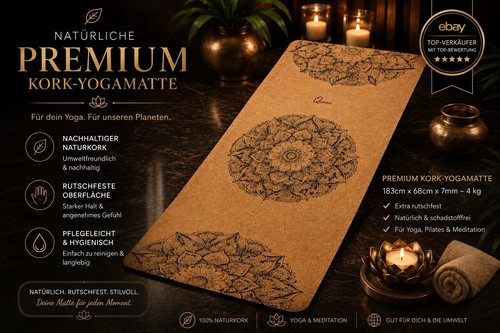 Kork yogamatte premium aus - kork,