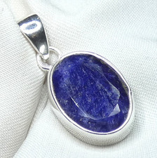 Anhänger 925 Silber ovaler, facettierter Saphir ca. 11 x 15 mm UNIKAT NEU