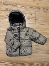 Mickey Maus Pluto Olivgrüne Daunenjacke H&M 86