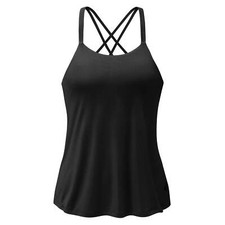 Yoga-Bra Spaghetti Top - Black