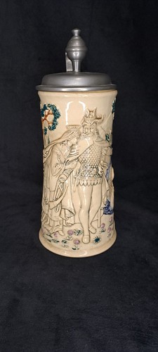 Alter bierkrug mit zinndeckel - alter,
