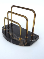 ART DECO SCHREIBTISCH BRIEFHALTER BRIEFSTÄNDER PORTOR MARMOR MESSING 30er - 40er