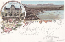 antike Ansichtskarte 1896 Lithografie gelaufen Bregenz