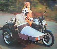 Altes Reklame Blechschild DDR Oldtimer MZ Gespann Motorrad mit sexy Girl