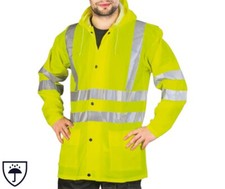 Regenjacke Warnjacke Schutzregenjacke Warnschutzjacke Regenmantel Gummimantel  