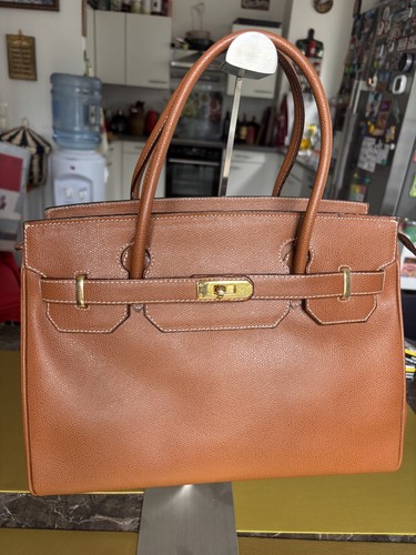 Light brown leather bag - leather, in