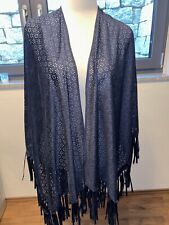 **Gerry Weber** Poncho, Überwurf, Wildleder mit Fransen, Blau, NEU