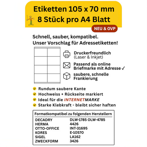 100 blatt etiketten - a4, 105