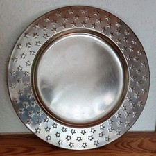 Weihnachtsdeko Dekoteller - silberfarben/ Sterne