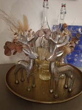 2 Deko Figuren Hirsch, Silber